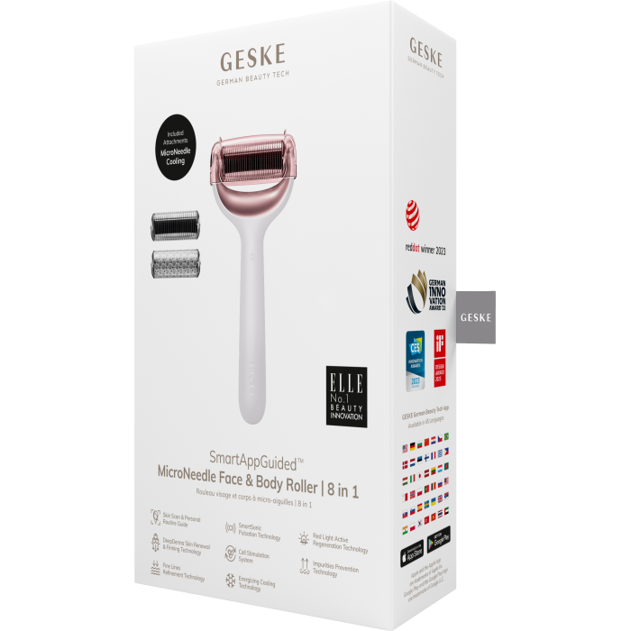 Електронний ролер для обличчя та тіла з мікроголками GESKE MicroNeedle Face&Body Roller 8в1 starlight