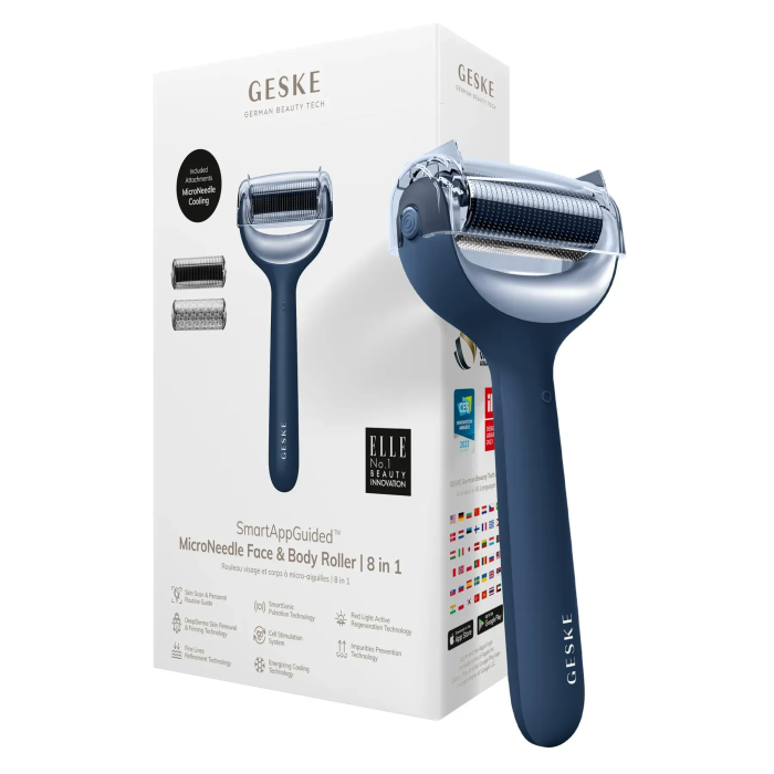 Електронний ролер для обличчя та тіла з мікроголками GESKE MicroNeedle Face&Body Roller 8в1 midnight