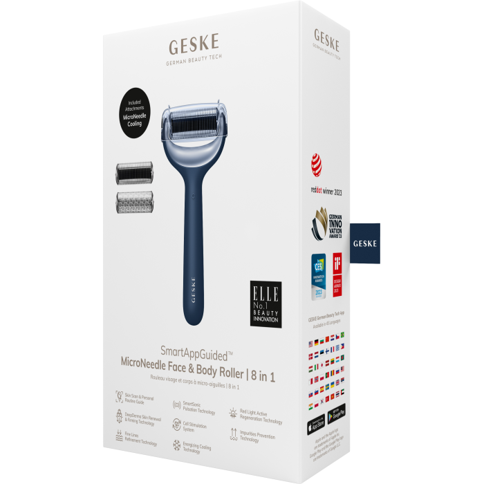 Електронний ролер для обличчя та тіла з мікроголками GESKE MicroNeedle Face&Body Roller 8в1 midnight