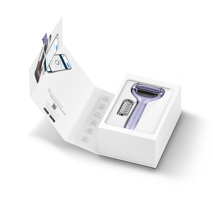 Електронний ролер для обличчя та тіла з мікроголками GESKE MicroNeedle Face&Body Roller 8в1 purple