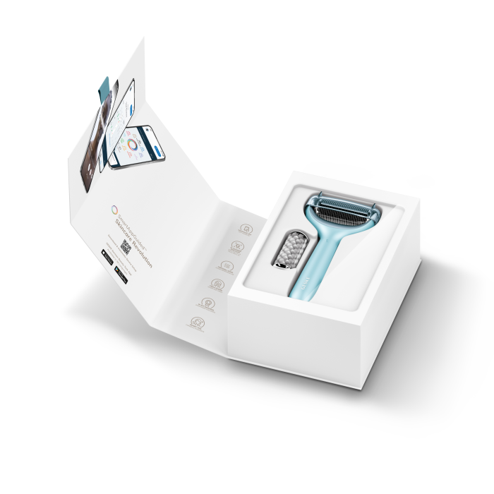 Електронний ролер для обличчя та тіла з мікроголками GESKE MicroNeedle Face&Body Roller 8в1 turquoise