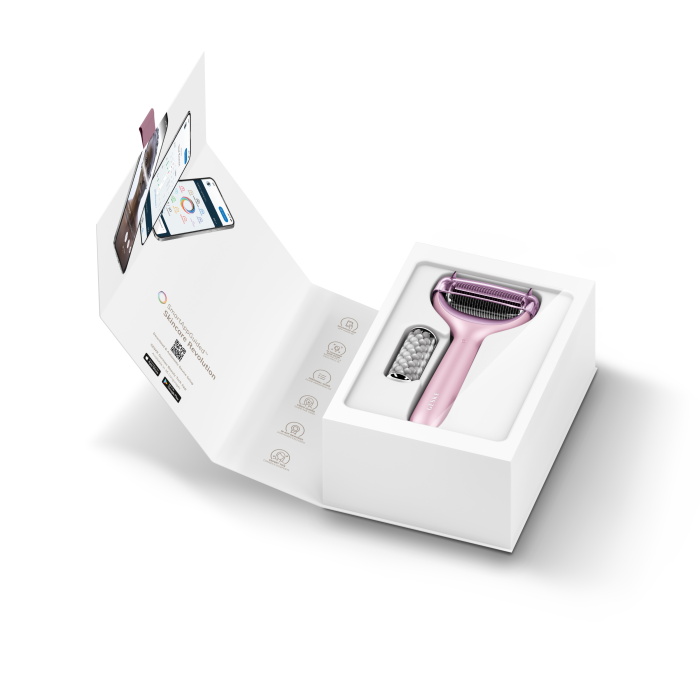 Електронний ролер для обличчя та тіла з мікроголками GESKE MicroNeedle Face&Body Roller 8в1 pink