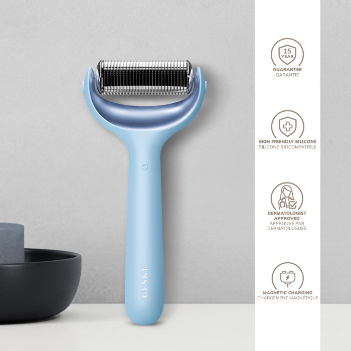Електронний ролер для обличчя та тіла з мікроголками GESKE MicroNeedle Face&Body Roller 8в1 aquamarine