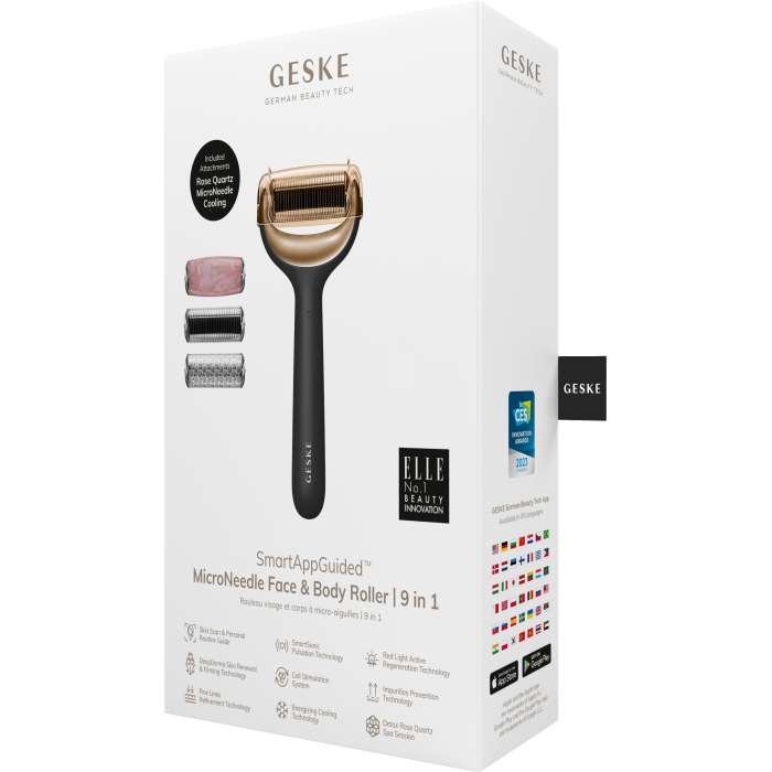 Ролер для голкової мезотерапії обличчя та тіла GESKE MicroNeedle Face&Body Roller 9в1 gray