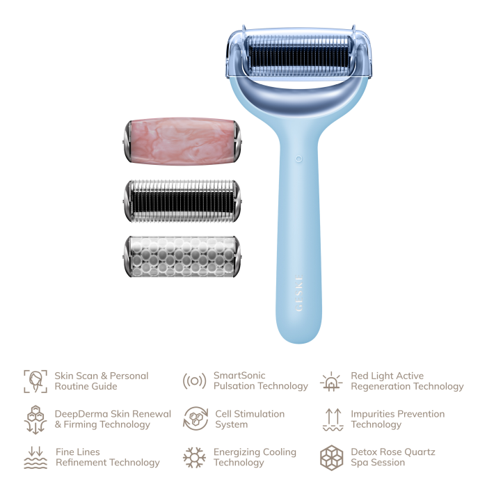 Ролер для голкової мезотерапії обличчя та тіла GESKE MicroNeedle Face&Body Roller 9в1 aquamarine