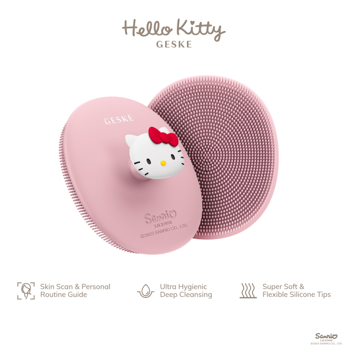 Щітка для обличчя GESKE Facial Brush 3в1 by Hello Kitty з тримачем pink