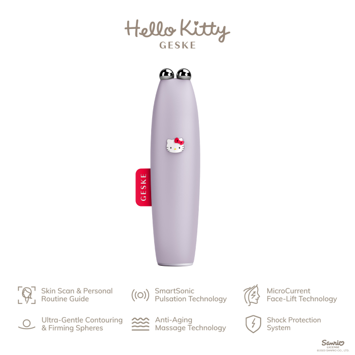 Мікрострумова ручка для підтяжки обличчя GESKE MicroCurrent Face-Lift Pen 6в1 by Hello Kitty purple