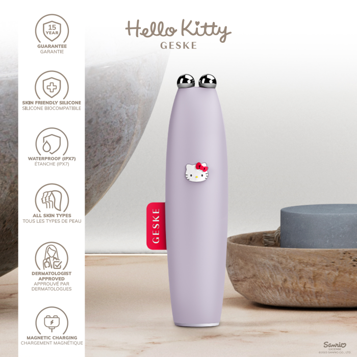 Мікрострумова ручка для підтяжки обличчя GESKE MicroCurrent Face-Lift Pen 6в1 by Hello Kitty purple