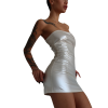 Мінісукня D&A, M, white, nylon-lycra відкриті плечі з блискавкою на всю довжину
