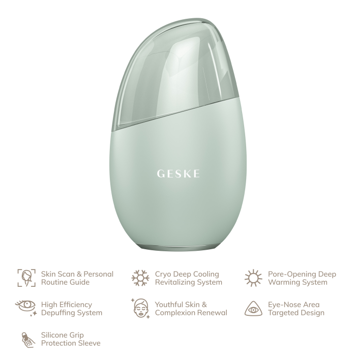 Масажер для обличчя GESKE Cool&Warm Eye and Face Massager 7в1 green
