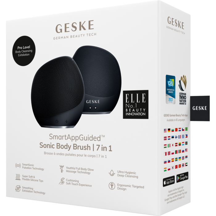Ультразвукова щітка для тіла та інтенсивний пілінг GESKE Sonic Body Brush&Intensive Exfoliator 7в1 black