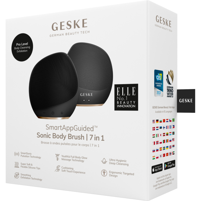 Ультразвукова щітка для тіла та інтенсивний пілінг GESKE Sonic Body Brush&Intensive Exfoliator 7в1 gray