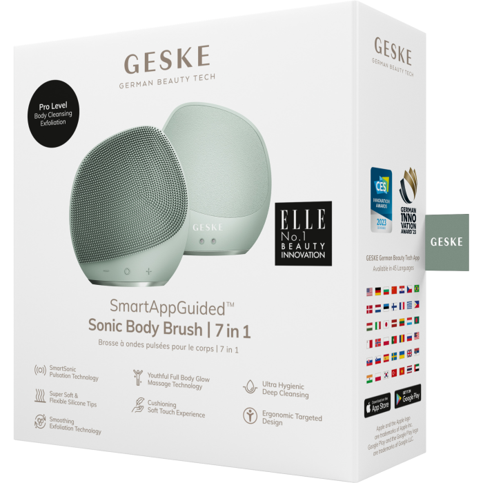 Ультразвукова щітка для тіла та інтенсивний пілінг GESKE Sonic Body Brush&Intensive Exfoliator 7в1 green