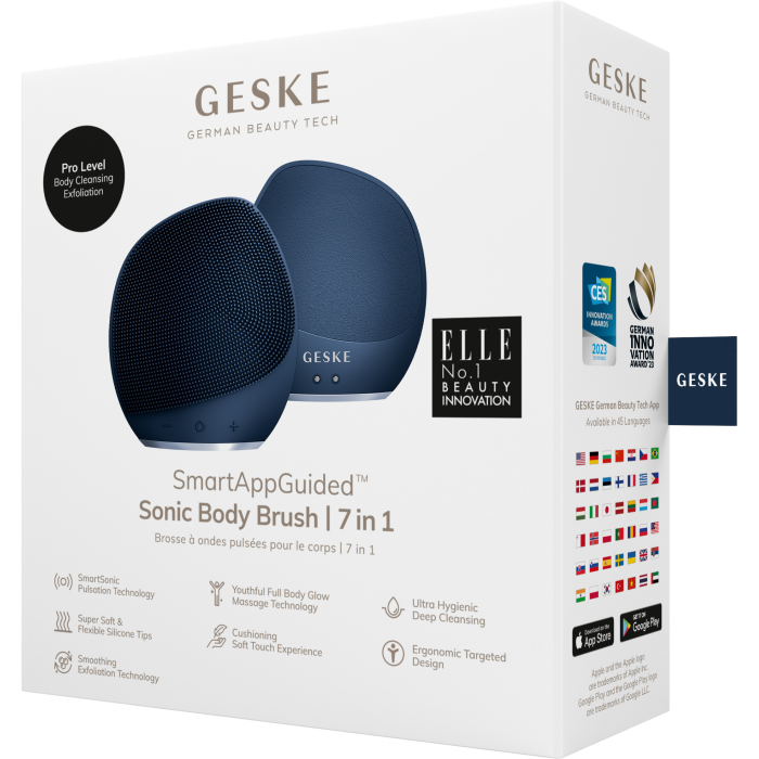 Ультразвукова щітка для тіла та інтенсивний пілінг GESKE Sonic Body Brush&Intensive Exfoliator 7в1 midnight