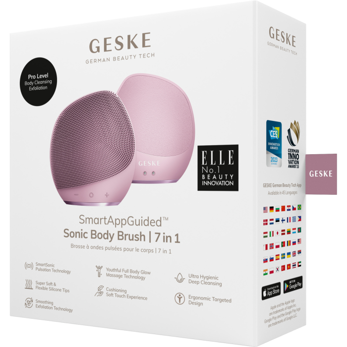 Ультразвукова щітка для тіла та інтенсивний пілінг GESKE Sonic Body Brush&Intensive Exfoliator 7в1 pink
