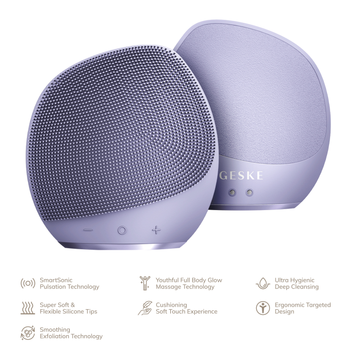Ультразвукова щітка для тіла та інтенсивний пілінг GESKE Sonic Body Brush&Intensive Exfoliator 7в1 purple