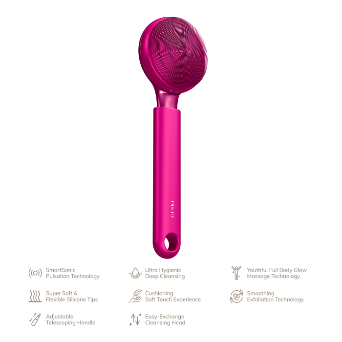 Ультразвукова щітка для всього тіла GESKE Sonic Full-Body Brush&Intensive Exfoliator 8в1 magenta