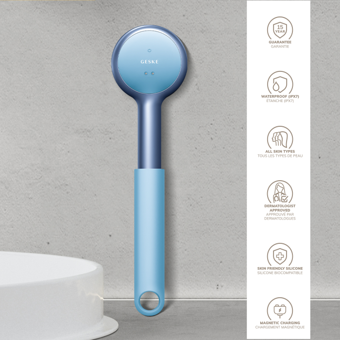 Звукова світлодіодна щітка для всього тіла GESKE Sonic LED Full-Body Brush&Intensive Exfoliator 9в1 aquamarine