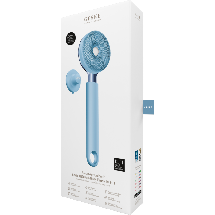 Звукова світлодіодна щітка для всього тіла GESKE Sonic LED Full-Body Brush&Intensive Exfoliator 9в1 aquamarine