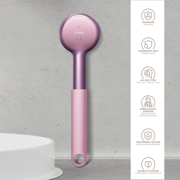 Звукова світлодіодна щітка для всього тіла GESKE Sonic LED Full-Body Brush&Intensive Exfoliator 9в1 pink
