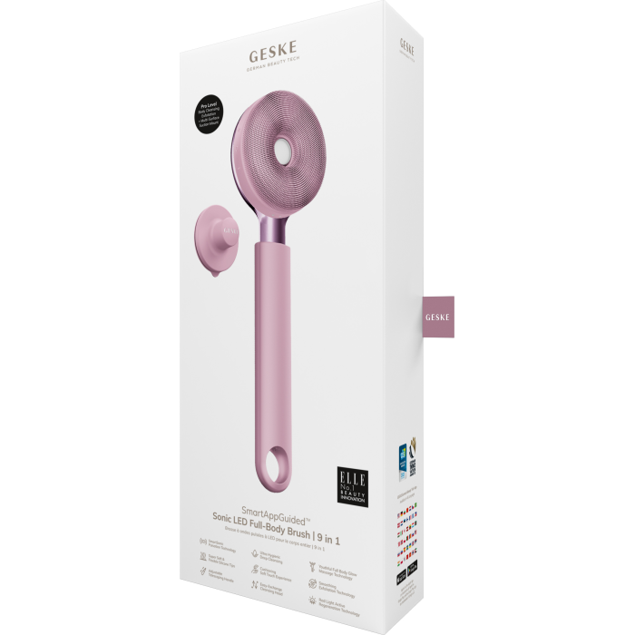 Звукова світлодіодна щітка для всього тіла GESKE Sonic LED Full-Body Brush&Intensive Exfoliator 9в1 pink