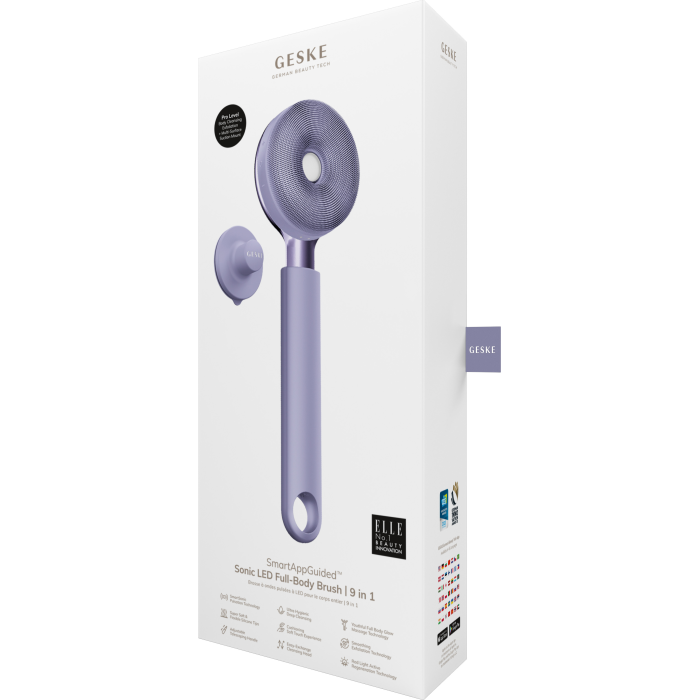 Звукова світлодіодна щітка для всього тіла GESKE Sonic LED Full-Body Brush&Intensive Exfoliator 9в1 purple