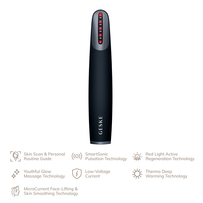Пристрій для зміцнення і тонізації шкіри обличчя GESKE Skin Firming Wand 7в1 black