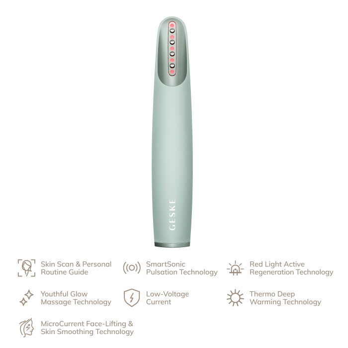 Пристрій для зміцнення і тонізації шкіри обличчя GESKE Skin Firming Wand 7в1 green