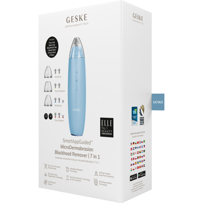 Мікродермабразійний пристрій для видалення чорних цяток GESKE MicroDermabrasion Blackhead Remover 7в1 aquamarine