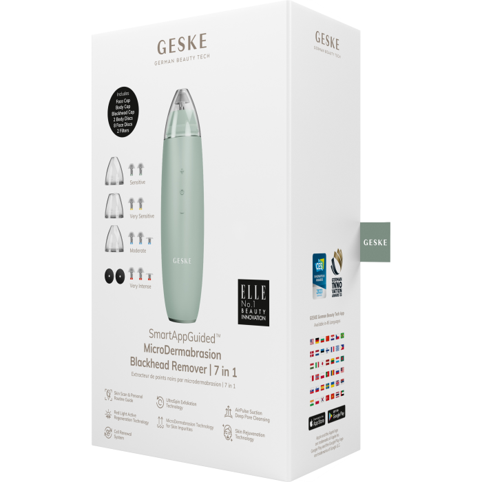 Мікродермабразійний пристрій для видалення чорних цяток GESKE MicroDermabrasion Blackhead Remover 7в1 green