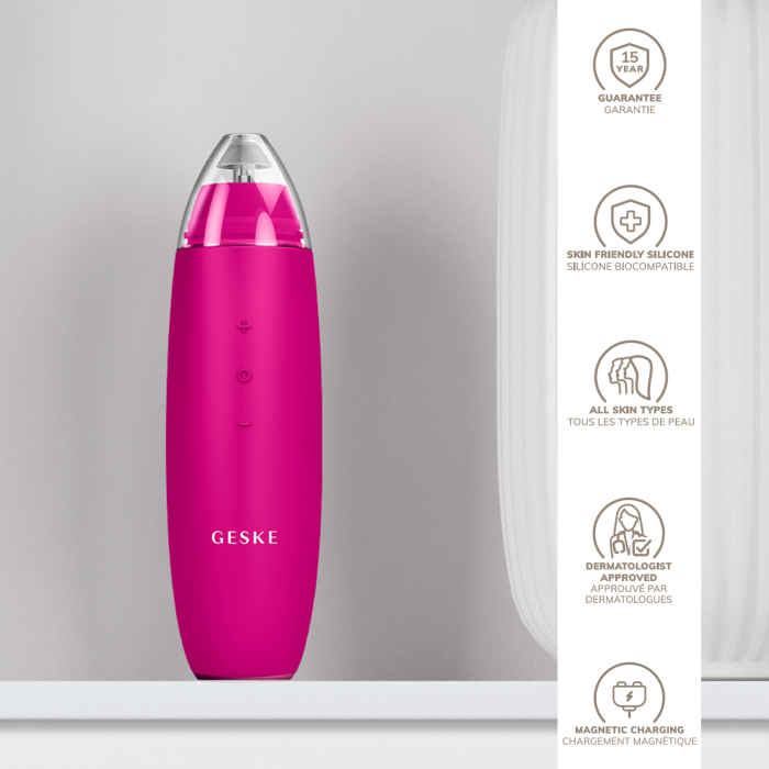 Мікродермабразійний пристрій для видалення чорних цяток GESKE MicroDermabrasion Blackhead Remover 7в1 magenta