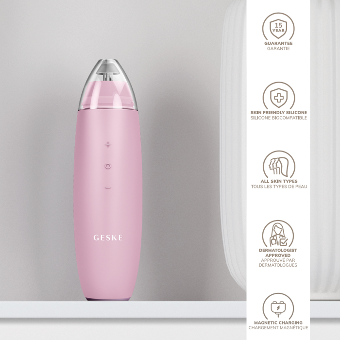 Мікродермабразійний пристрій для видалення чорних цяток GESKE MicroDermabrasion Blackhead Remover 7в1 pink