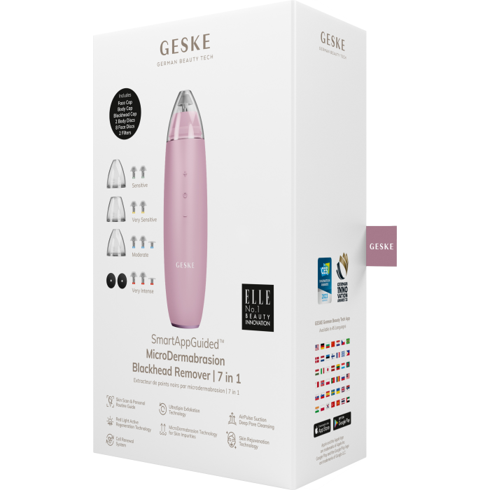 Мікродермабразійний пристрій для видалення чорних цяток GESKE MicroDermabrasion Blackhead Remover 7в1 pink