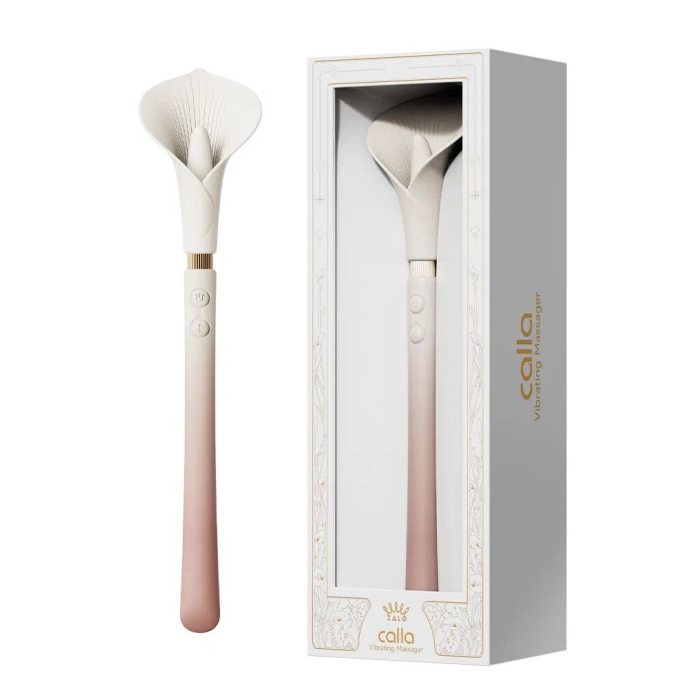 Розкішний вібромасажер Zalo – Calla Blossom Pink, двосторонній, 2 мотори