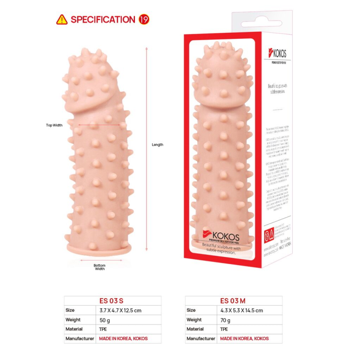 Насадка на член Kokos Extreme Sleeve ES.03 розмір M, потовщувальна, стимулюючий рельєф