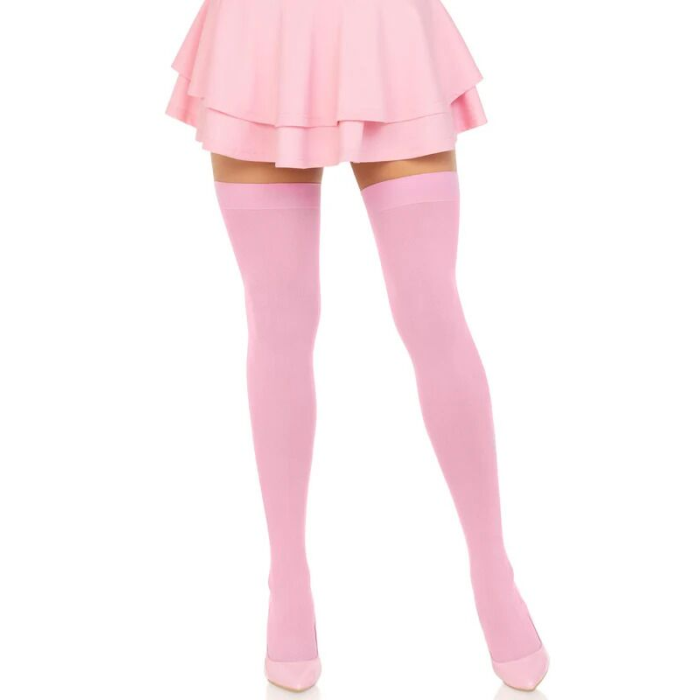 Щільні непрозорі панчохи Leg Avenue Opaque Nylon Thigh Highs Pink, One Size
