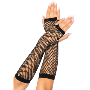 Мітенки зі стразами Leg Avenue Rhinestone Fishnet Arm Warmers Black, One Size