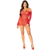 Мінісукня із сітки з мереживними акцентами Leg Avenue Seamless Off The Shoulder Mini Dress One Size, Red