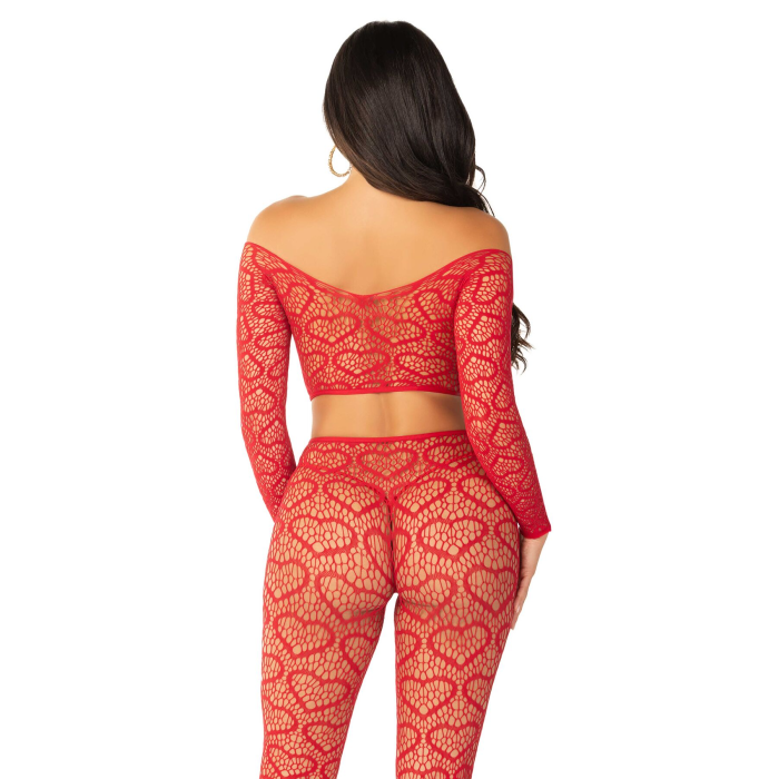 Комплект топ і легінси Leg Avenue Off The Shoulder, One Size, Red, довгий рукав