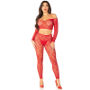 Комплект топ і легінси Leg Avenue Off The Shoulder, One Size, Red, довгий рукав