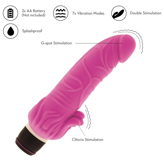 Вібромасажер класичний із стимулятором клітора DreamToys VIBES OF LOVE рожевий