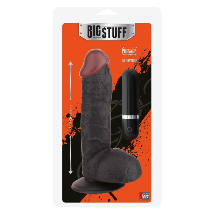 Вібратор на присосці Dream toys BigStuff з пультом, реалістичний, чорний