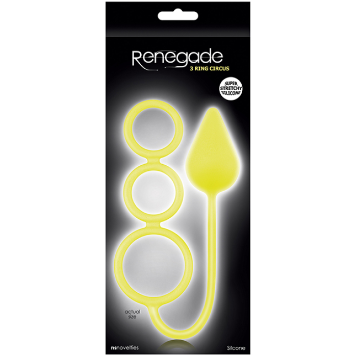 Анальна пробка RENEGADE 3 RING circus MEDIUM, YELLOW