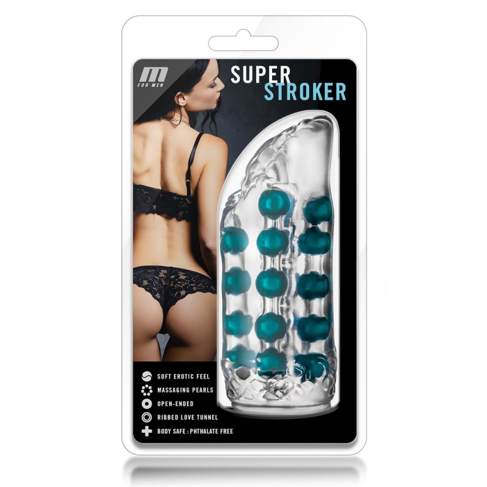 Мастурбатор вагіна з намистинами всередині Blush M For Men Super Stroker Clear, прозорий