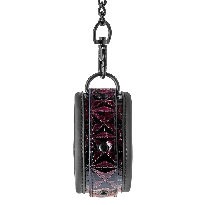 Поножі з фіолетовим тисненням Dream toys BLAZE Luxury Fetish на ланцюжку чорного кольору