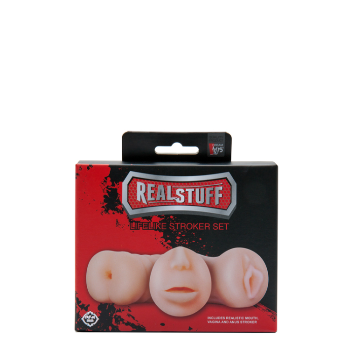 Набір реалістичних мастурбаторів REALSTUFF 3 IN 1 FLESH