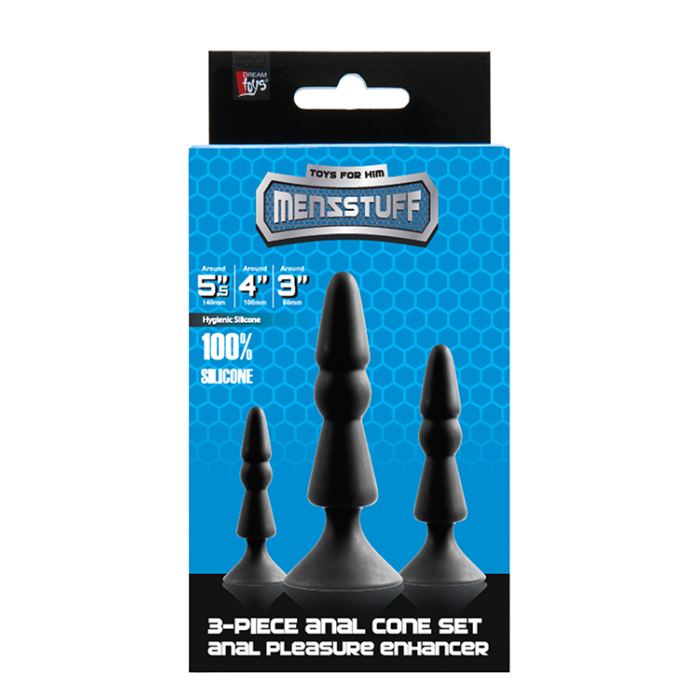 Набір анальних плагів MENZSTUFF 3-PIECE ANAL cone Set BLACK