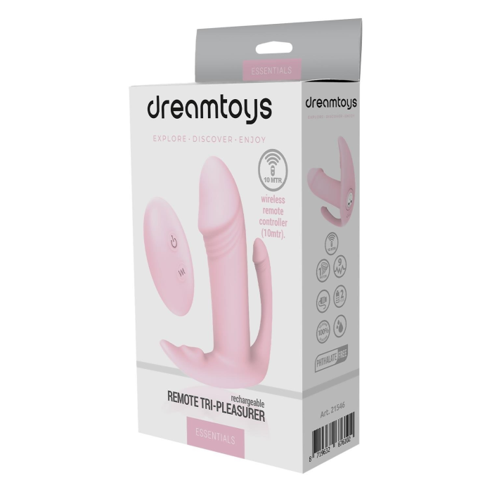 Триточковий вібростимулятор Dream Тoys Еssentials з пультом керування, рожевий