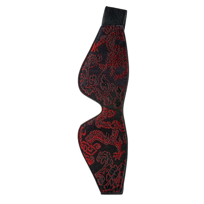 Маска на очі чорна Dream Тoys Blaze Deluxe Blindfold з червоним візерунком у вигляді вишивки