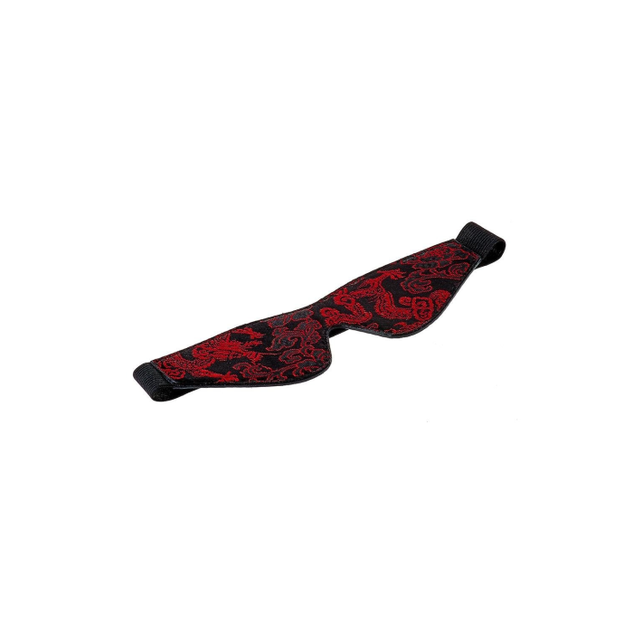 Маска на очі чорна Dream Тoys Blaze Deluxe Blindfold з червоним візерунком у вигляді вишивки